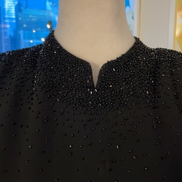 Donna Morgan size 12 sequin mandarin neck sequin black button back dress - Picture 1 of 13